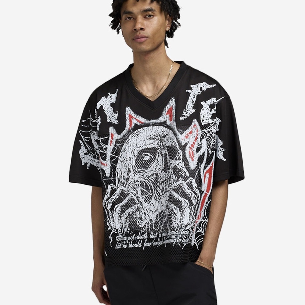 Men's Black Graphic V-Neck Hoodie